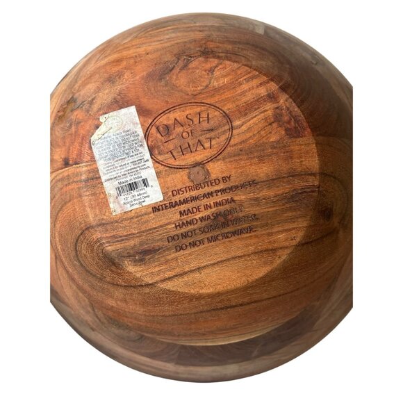Dash of That boho Acacia wood 12” deep serving bowl - Picture 8 of 13